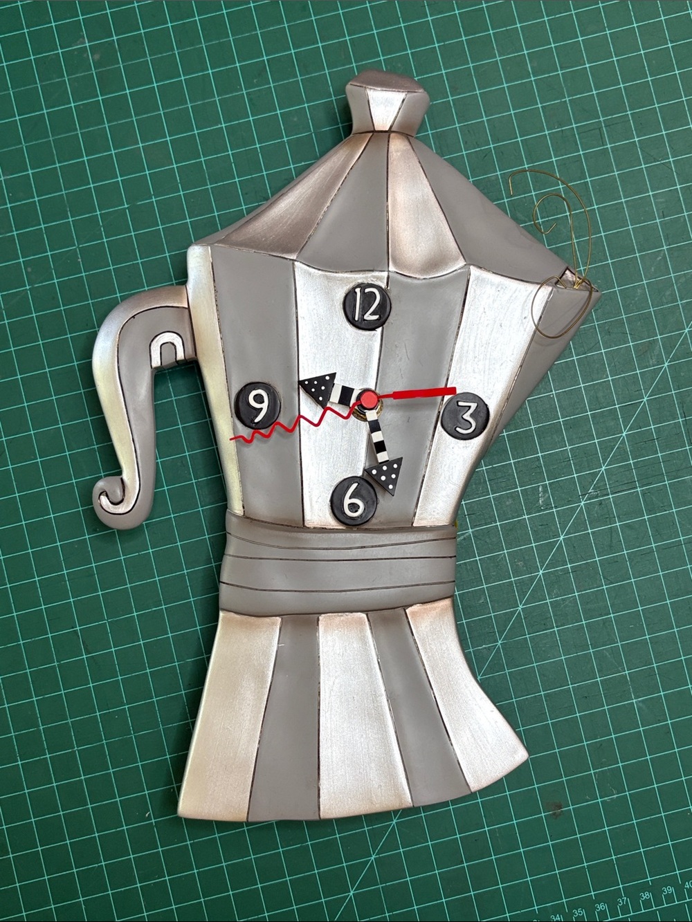 Allen Designs Metallic Gray Coffee Pot Wall Clock - Home Wall Decor